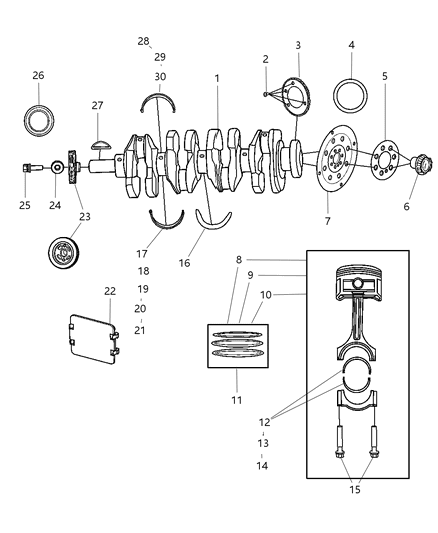 Bolt Package Driveplate To Crankshaft [M12 X 1.25] Diagram for 5189932AA