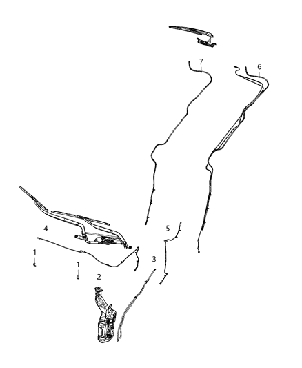 2007 Jeep Commander Hose Windshield Washer Rear Diagram for 68324018AA