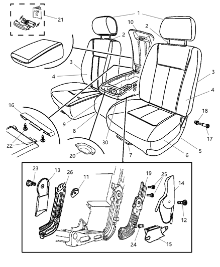 2010 Dodge Dakota Cover Front Seat Cushion Diagram for 1JL171DVAA