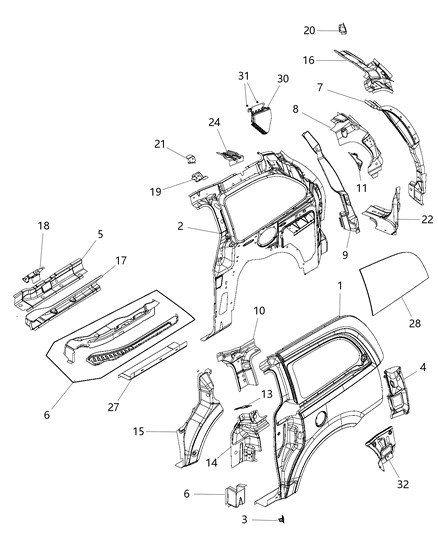 Panel Quarter Inner Diagram for 4894698AM