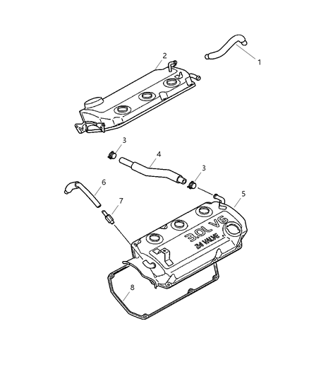 2015 Jeep Patriot Clip, Rocker Cover Breather Cross - Over Hose Diagram for MS660220