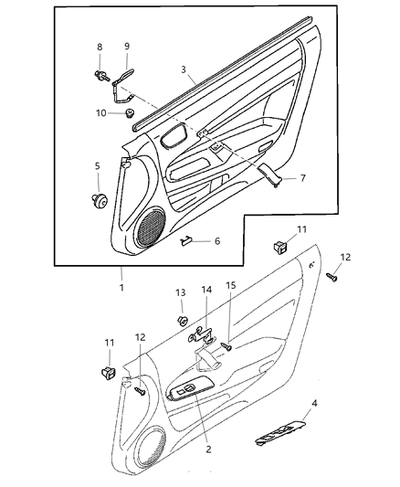 Reflector Door Trim Panel, Driver Side Diagram for MR559611