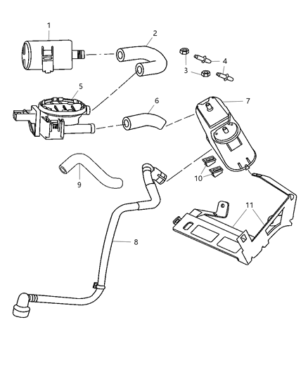 Filter Leak Detection Pump Base with Filler Tube Diagram for 4891564AB