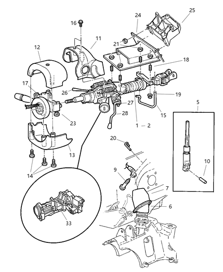 Column Steering Tilt Diagram for 4690925AA