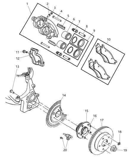 Caliper Disc Brake Diagram for 5139929AA