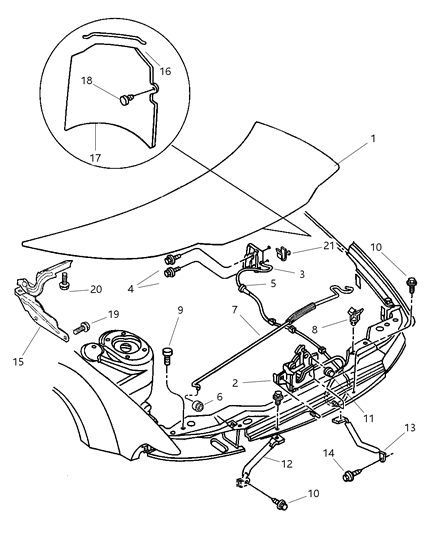 2022 Chrysler Pacifica Latch Hood Diagram for 4814122AC
