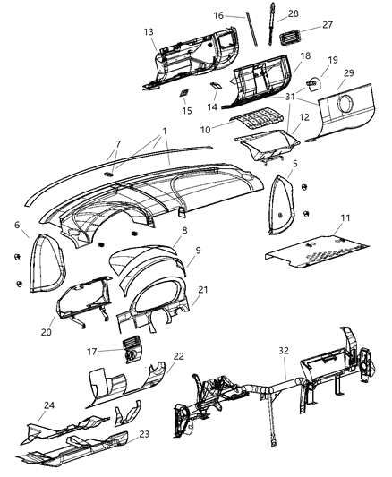 Panel Instrument Lower Diagram for 1ED29XDVAA