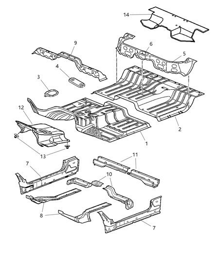 1988 Chrysler Fifth Avenue Panel Rear Floor Pan Diagram for 55275553AA