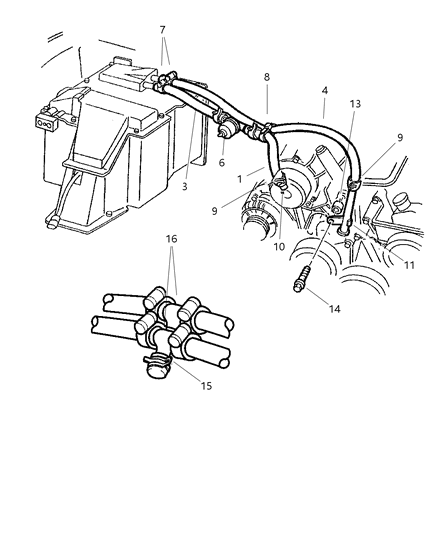 2019 Ram 3500 Hose, A/C Heater Valve To Core, 5/8" ID 50 Foot Roll Diagram for HHR00058AA