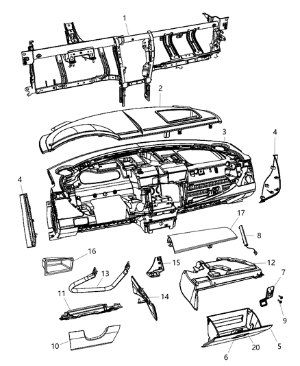 Reinforcement Instrument Panel Diagram for 5291682AC