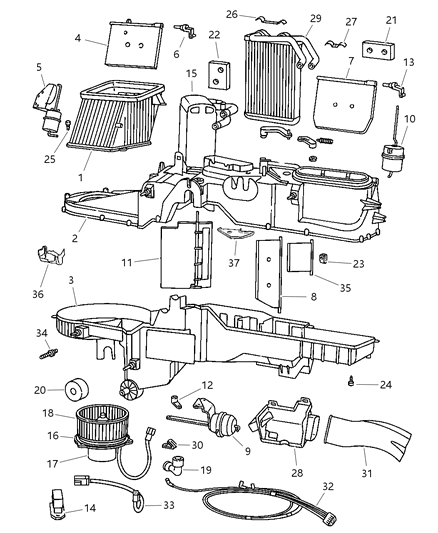 1998 Dodge Ram 2500 Harness A/C And Heater Vacuum Diagram for 5013679AA