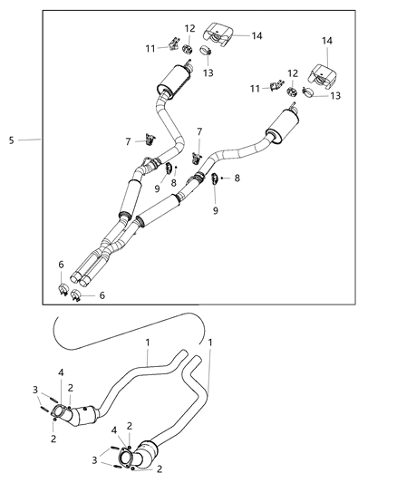 Muffler And Tailpipe Exhaust Diagram for 5181886AK