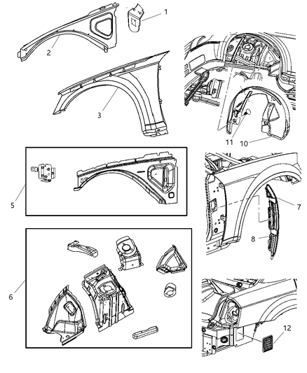 Fender Front Diagram for 5183423AA
