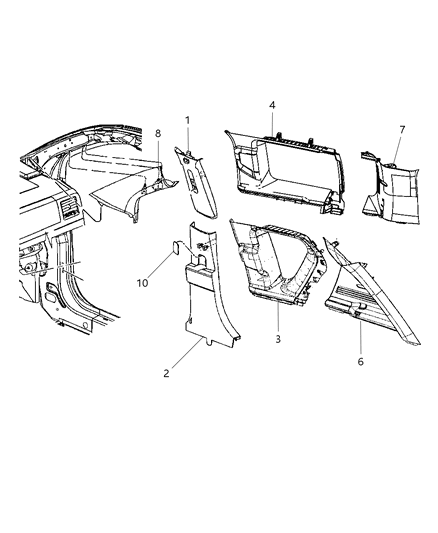Molding C Pillar 74 Body Style Diagram for 1AX77DW1AB