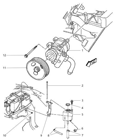2004 Chrysler PT Cruiser Pump Power Steering Diagram for 52038708AB