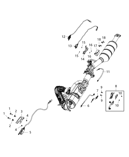 1985 Dodge Ramcharger Sensor And Bracket Upstream Nitrous Oxide, Front Diagram for 68292629AA