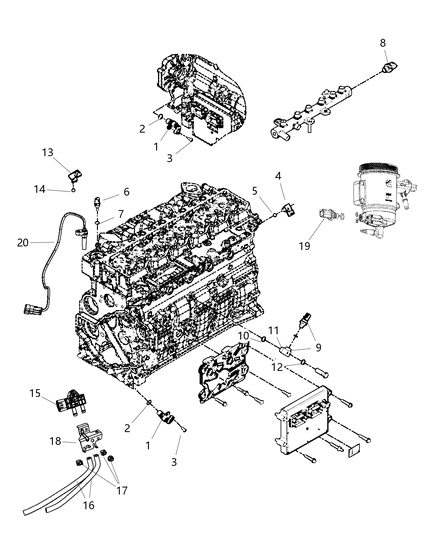 Oil Pressure Sending Unit Diagram for 68645517AA
