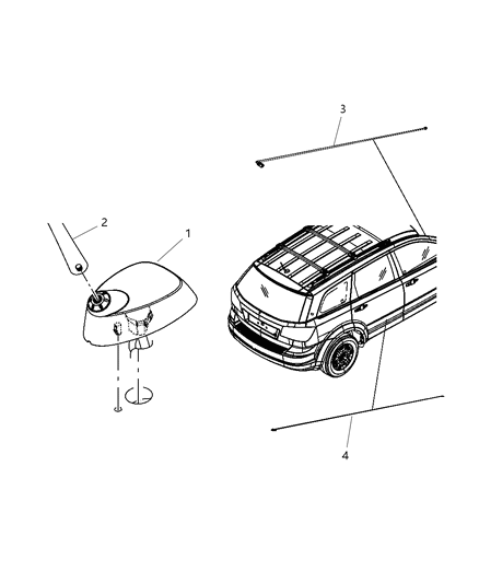 2010 Dodge Journey Antenna Base Cable And Bracket Diagram for 5064252AC