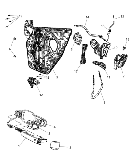 2000 Dodge Ram 2500 Cap Door Handle Diagram for 68064615AC