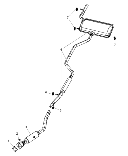 2002 Dodge Grand Caravan Muffler And Tailpipe Exhaust Diagram for 5085556AE