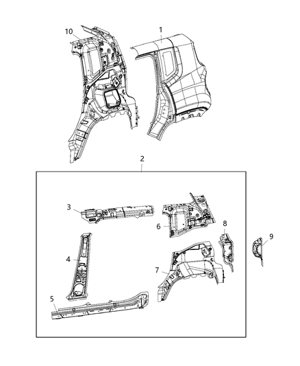 Panel Taillamp Mounting Diagram for 68254257AA