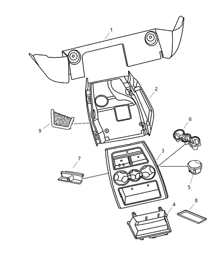 2006 Dodge Ram 3500 Console Base Diagram for 1BP561DHAA