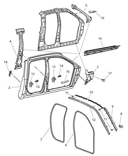 Panel Bodyside Aperture Outer Only Diagram for 55276051AD