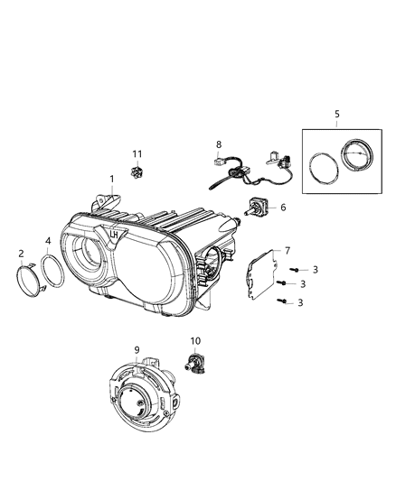 Headlamp Right Side Diagram for 68378876AA