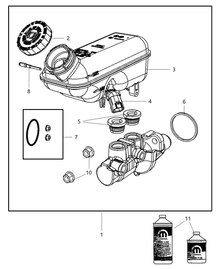 2001 Chrysler 300M Master Cylinder Brake Diagram for 4877805AB