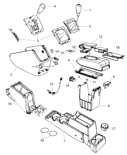 Bumper Floor Console Diagram for 68060281AA