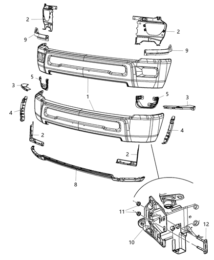 1991 Jeep Cherokee Bracket Kit Bumper Diagram for 68064329AC