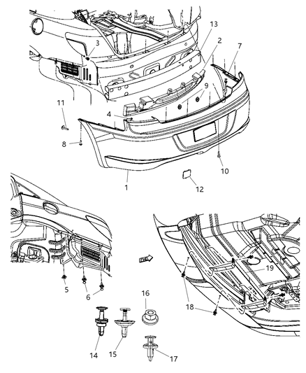 Fascia Rear Primed Diagram for 68004597AC