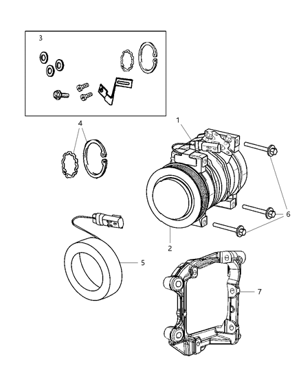 Compressor A/C With Clutch Diagram for 5290012AB