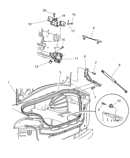 1993 Chrysler Town & Country Propeller Deck Lid Diagram for G0004958AB