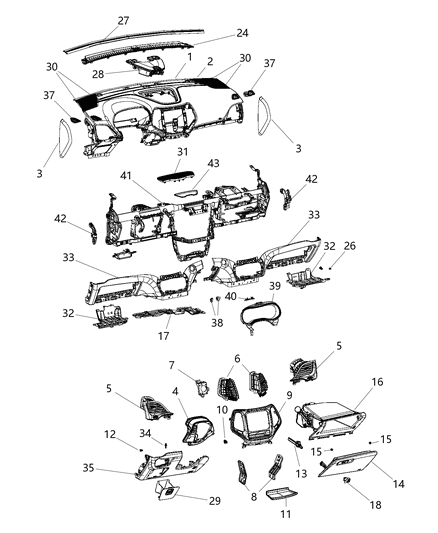 Cap Instrument Panel End Diagram for 1UH71DX9AA