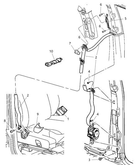 Seat Belt Front Inner Diagram for XG971D5AC