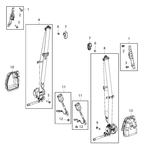 Seat Belt Front Outer Right Diagram for 5LA361D2AE