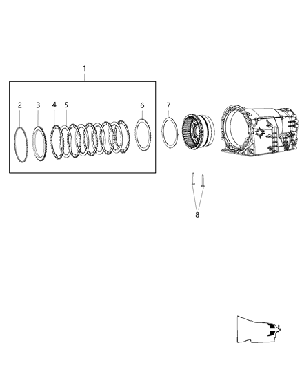 2014 Jeep Wrangler Clutch Package B2 Brake Clutch Stack Up Diagram for 68028660AA