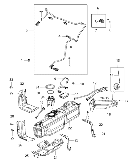 1992 Dodge Spirit Module Kit Urea Pump/Level Unit Contains: Pump And O - Ring Diagram for 68192659AF