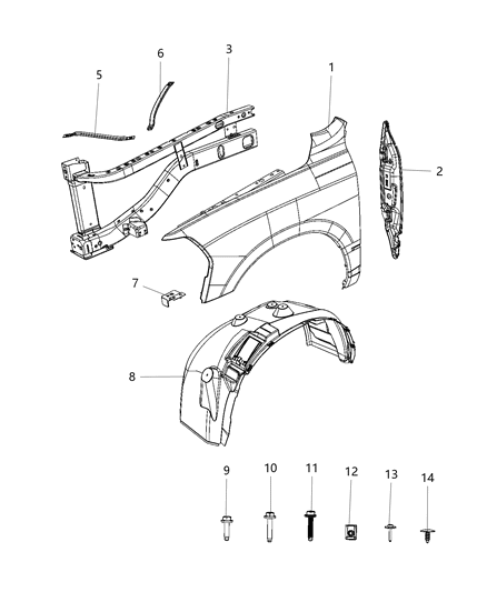 Closure Fender Over Slam Bumpers Diagram for 68350653AC