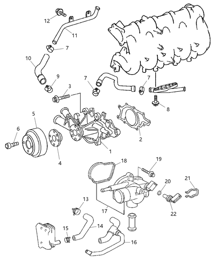 Gasket Water Pump Diagram for 5137502AA
