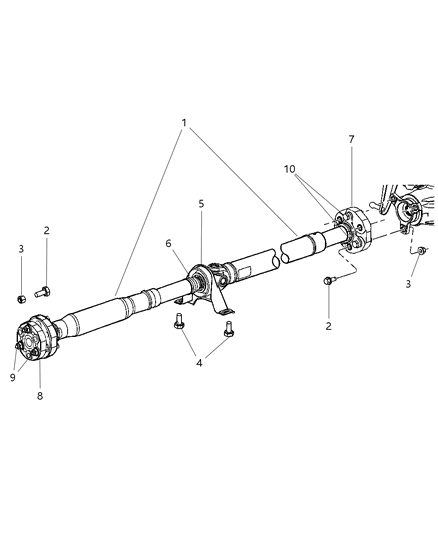2009 Dodge Charger Shaft Drive Rear 2-Piece Diagram for 4593866AA