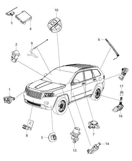 Sensor Tire Pressure Diagram for 68252493AA