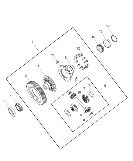 2003 Jeep Grand Cherokee Gear Differential Ring Diagram for 5191029AA