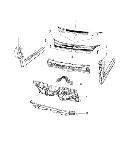 2006 Chrysler Town & Country Panel Cowl And Plenum Diagram for 5067917AF