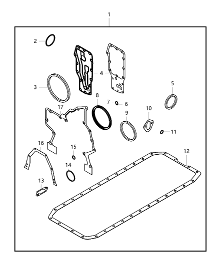 Gasket Timing Case Cover Rear Gear Housing Diagram for 68282010AA