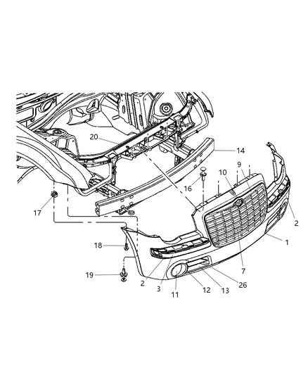 Crossmember Front Support Headlamp Diagram for 5139179AD