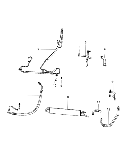 2013 Jeep Wrangler Hose Power Steering Pressure Pump to Cooling Module Diagram for 52089329AA