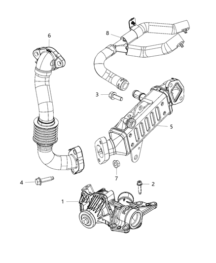 Hose EGR Cooler To Engine Oil Cooler Diagram for 5048321AE