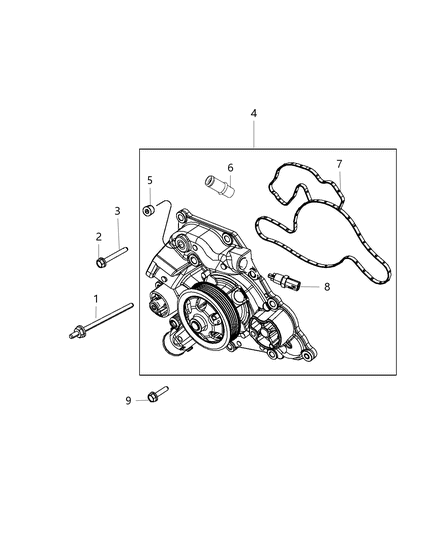 1994 Dodge Ram 1500 Water Pump Diagram for 68346916AA